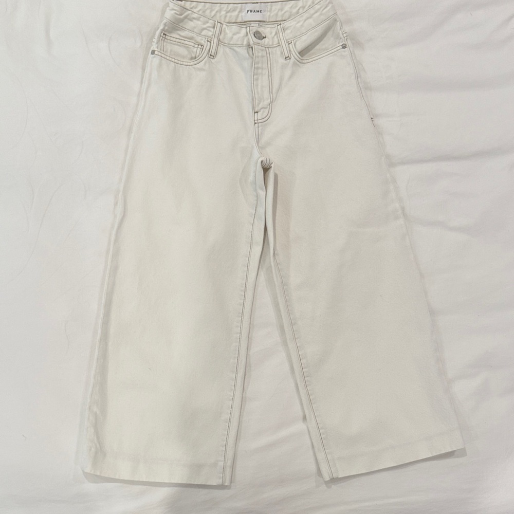 Frame Denim Women's Cream Wide Leg Jeans